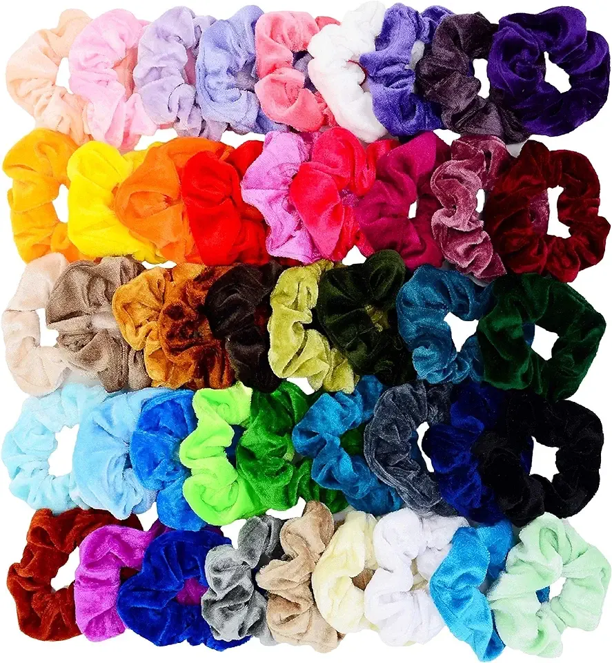 Chloven 45 Pcs Hair Scrunchies Velvet Elastics Hair Bands Scrunchy Hair Ties Ropes Scrunchie for Women Girls Hair Accessories - Great Gift for Holiday Seasons