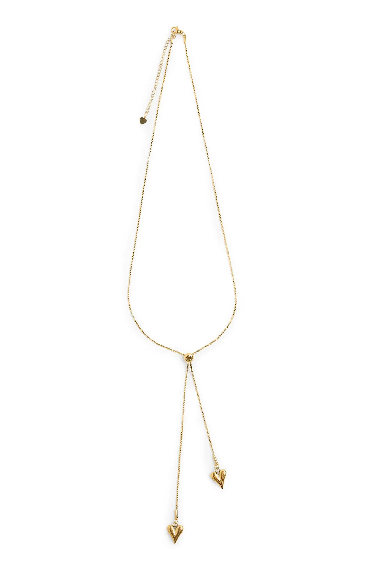 Goudkleurige lange ketting met hartjes