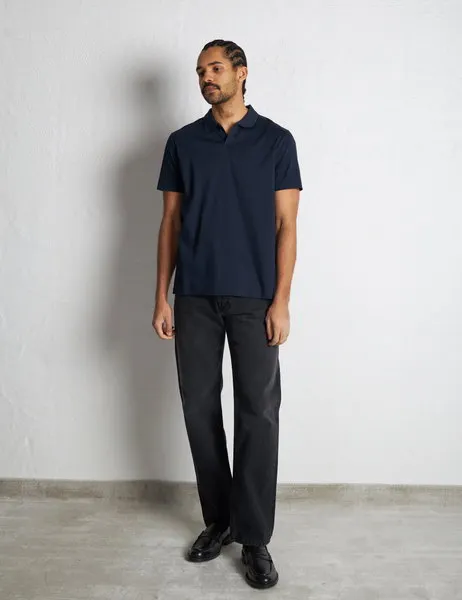 Paul Open-Collar Polo Navy Blue