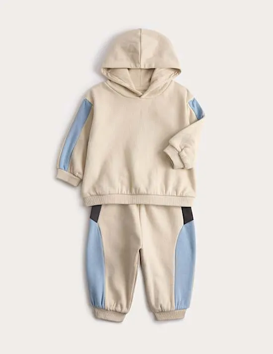 2pc Cotton Rich Colour Block Tracksuit (0-6 Yrs)