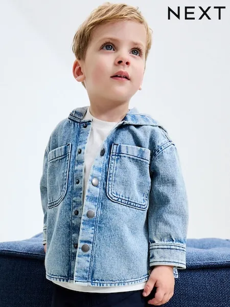 Mid Blue Denim Hooded Overshirt (3mths-7yrs)