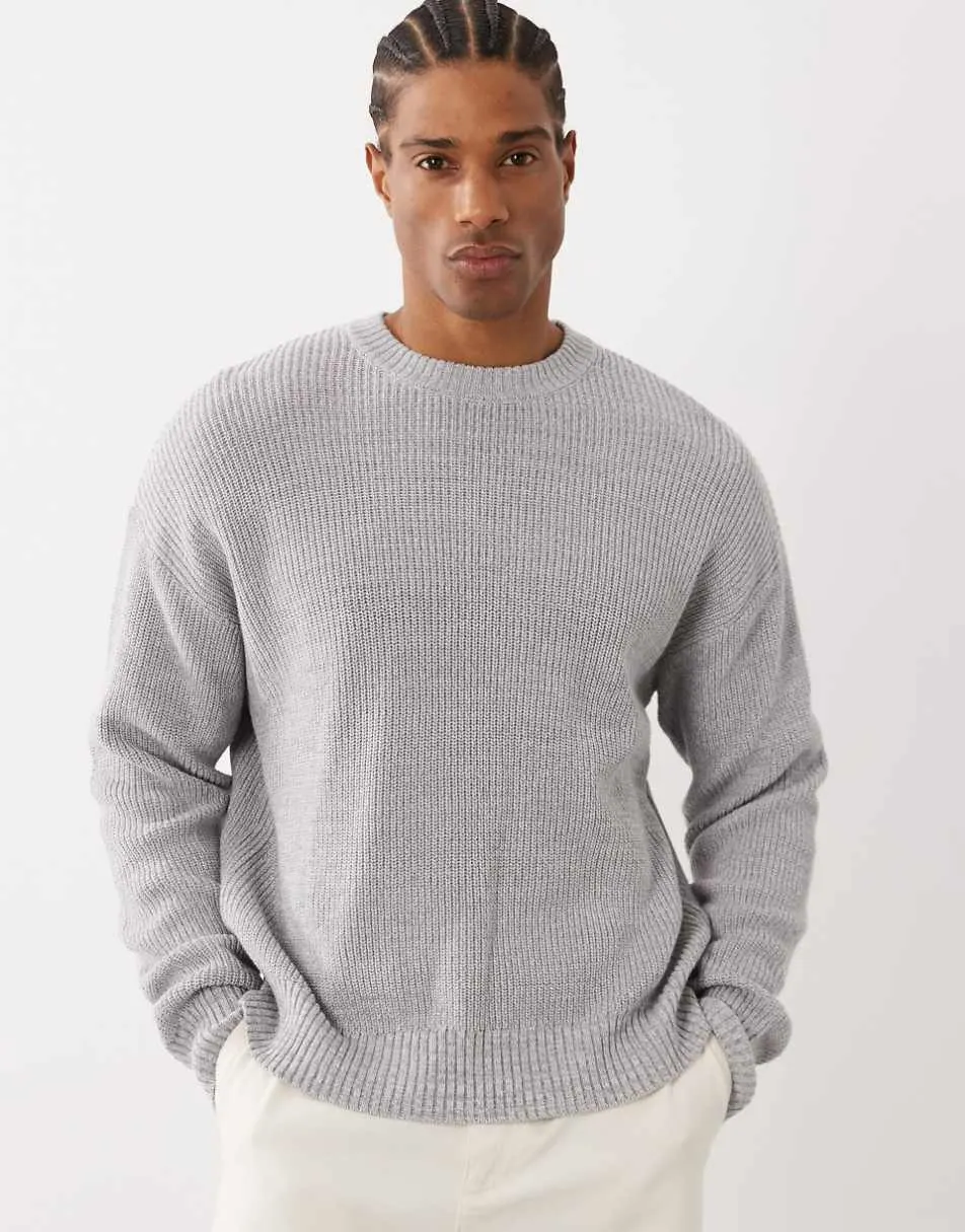 Cotton On box fit crew knit in grey