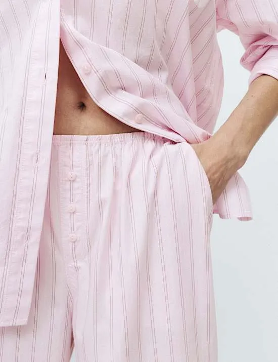Pure Cotton Poplin Striped Pyjama Bottoms