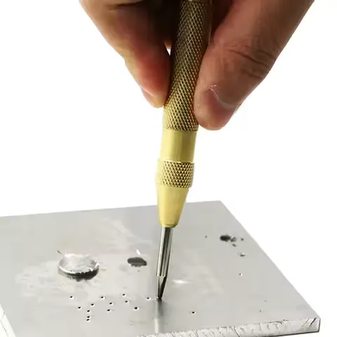 Automatic Center Punch Spring Loaded Precision Hand Tool Multifunctional Hole Marker Drilling Positioning High Hardness Metal Scribe Puncher for Steel Wood Glass Emergency Window Breaker Car Safety Tool Portable DIY
