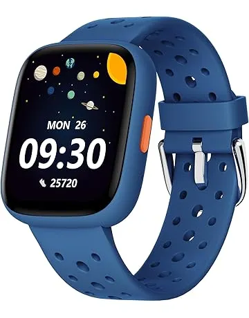 BIGGERFIVE Smart Watch for Kids No APP No Phone Needed, 1.8" Fitness Tracker Watch Pedometer, Heart Rate, Sleep Monitor, IP68 Waterproof, Step Counter, Puzzle Games for Girls Boys Teens 5-16, Blue