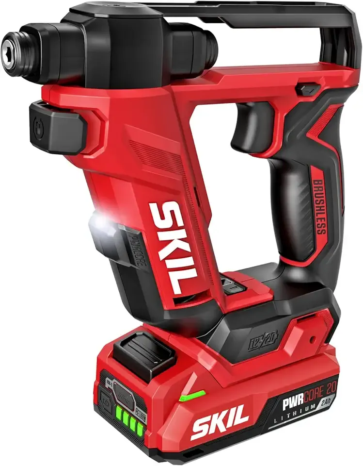 SKIL Compact Brushless Flip Drill Driver with Double Collect Flip Head, Torque Settings & Magnetic On-board Storage, 20V Kit Including 2.0 Ah USB-C Battery and Charger - DL6300D-12