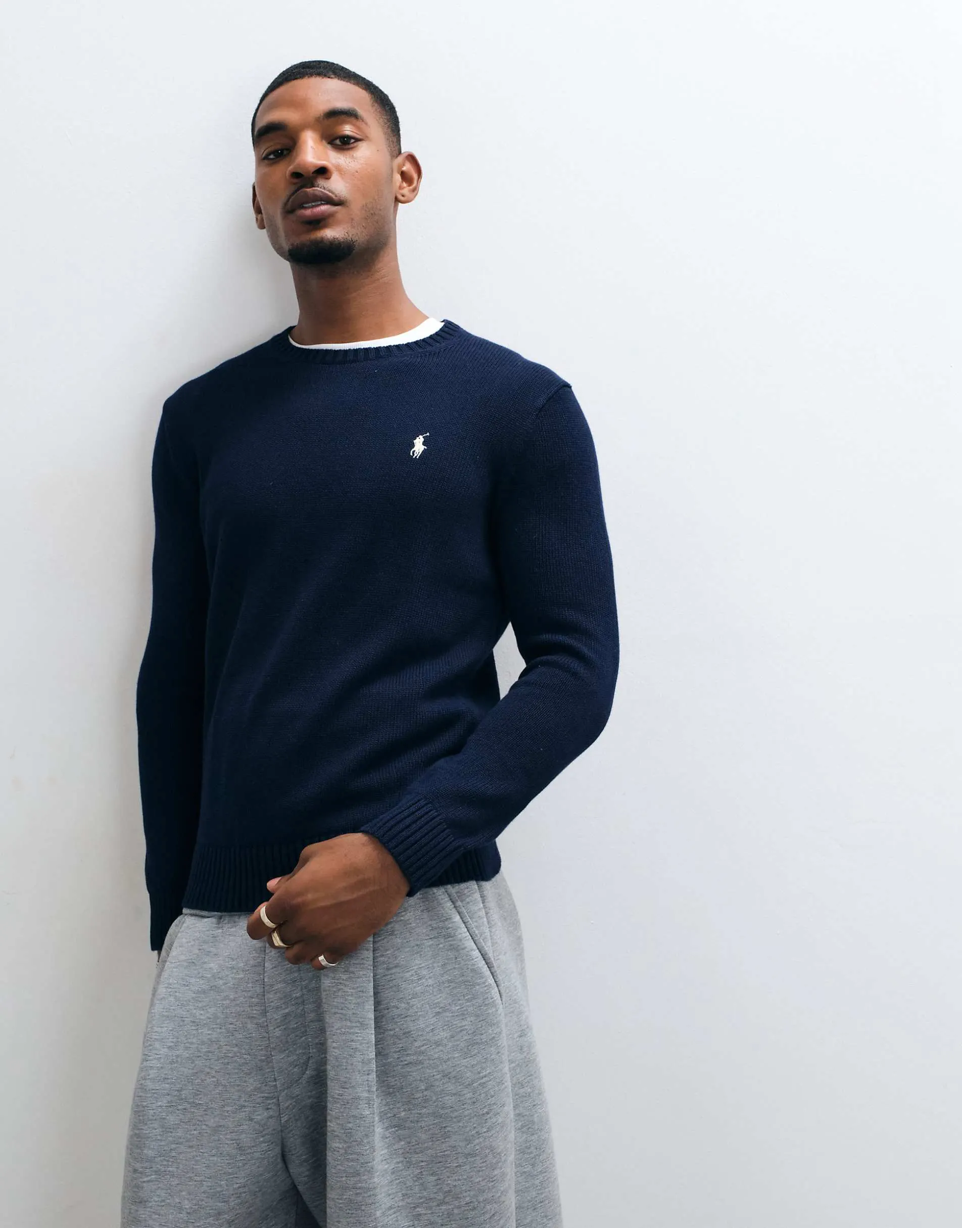 Polo Ralph Lauren icon logo heavyweight cotton knit jumper in navy