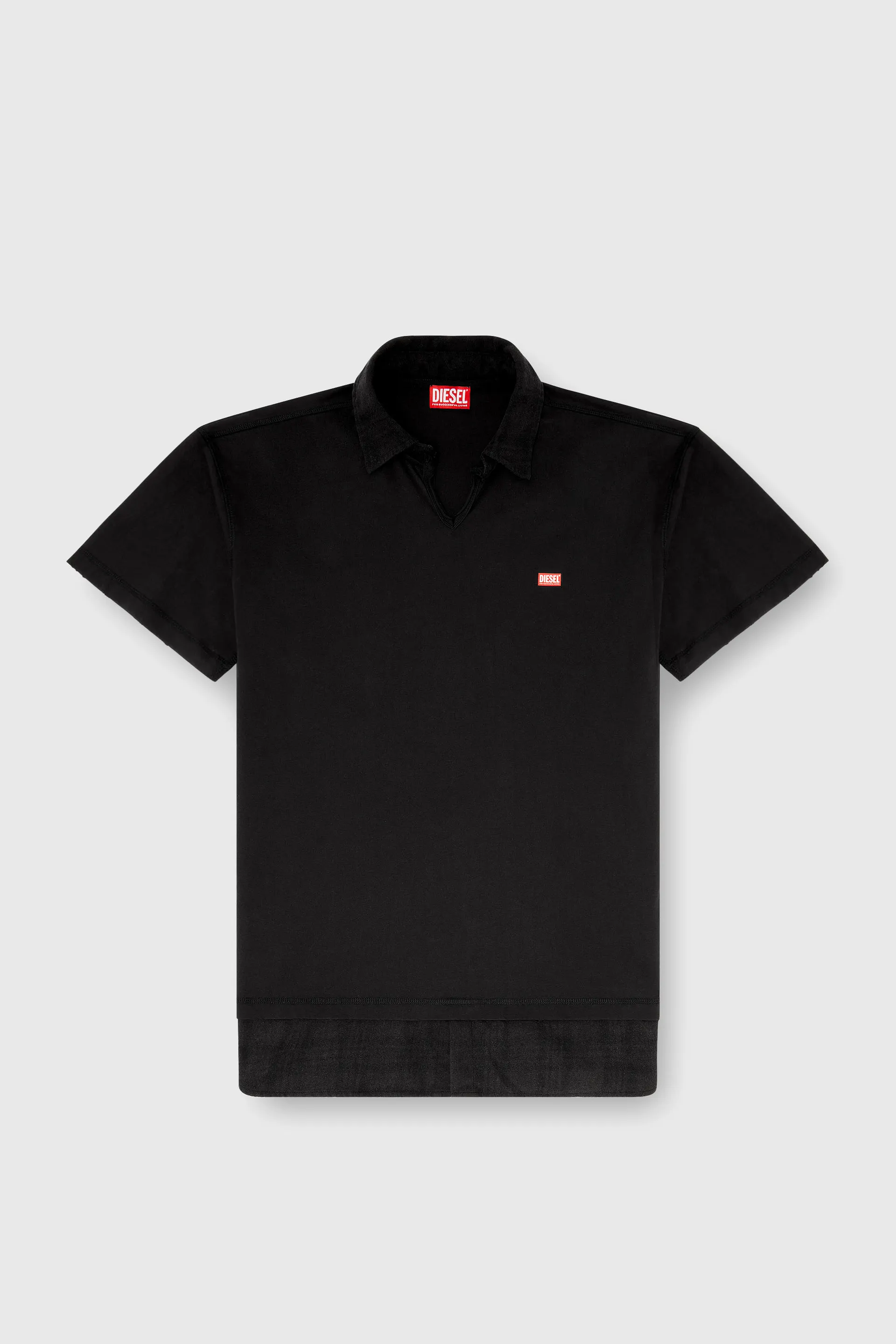 Jersey polo shirt with check flannel trims