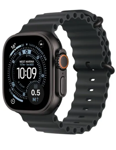 Apple Watch Ultra 3 GPS + Cellular 49mm černě titanové pouzdro s černým Oceánským řemínkem, černý titan