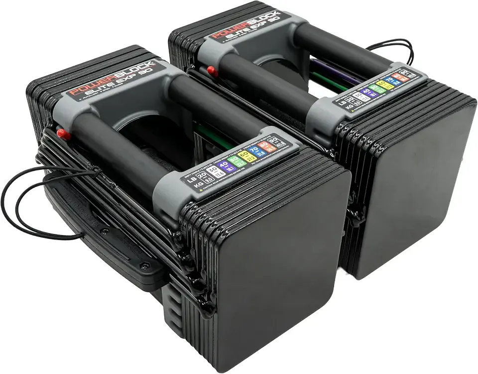 PowerBlock Elite EXP Adjustable Dumbbells, Sold in Pairs, Stage 1, 5-50 lb. | Expandable to 90 lbs per hand with Stage 2 and 3 kits which are sold separately