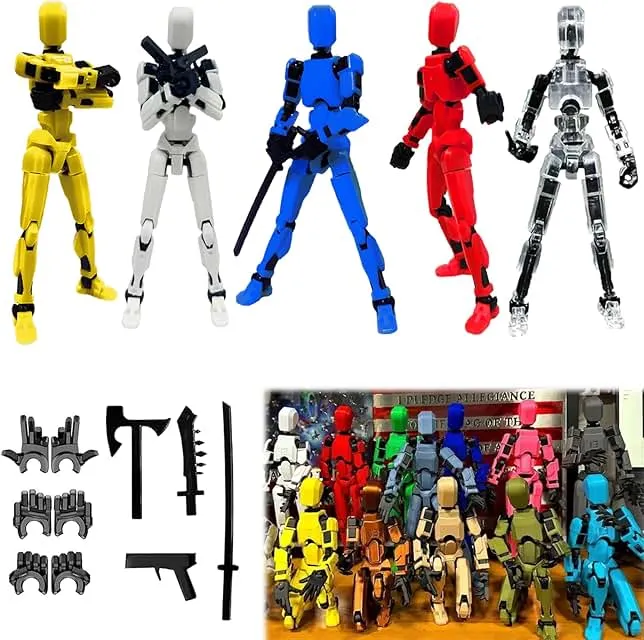 DANONI Titan 13 Action Figure,Lucky Robot 13 13 Action Figures,Creative 3D Printed Action Figure,Multi Jointed Action Figures Desktop Decorations for Kids Adult(5PCS-Assembly Required)