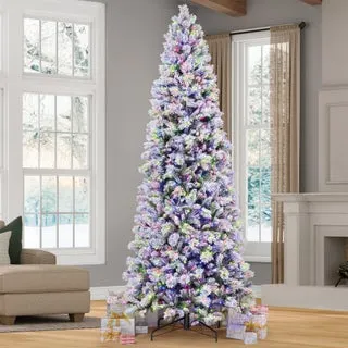 12' Pre-Lit Glitter Flocked Micro LED with Twinkle Artificial Christmas Tree