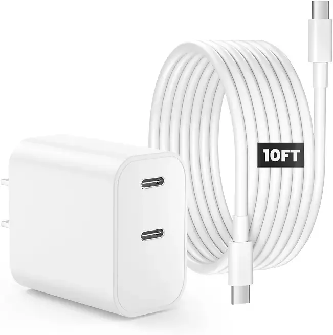 iPhone 17 16 15 Charger Fast Charging, 20W Dual Port USB C Charger Block | Type C Charger Fast Charging with 10FT USB C to C Cable for iPhone 17/17 Pro/17 Pro Max/16 15 Pro Max, Air, iPad Pro (White)