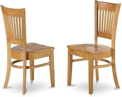 East West Furniture VAC-OAK-W Vancouver Kitchen Dining Chairs - Slat Back Wooden Seat Chairs, Set of 2, Oak East West Furniture VAC-OAK-W Vancouver Kitchen Dining…