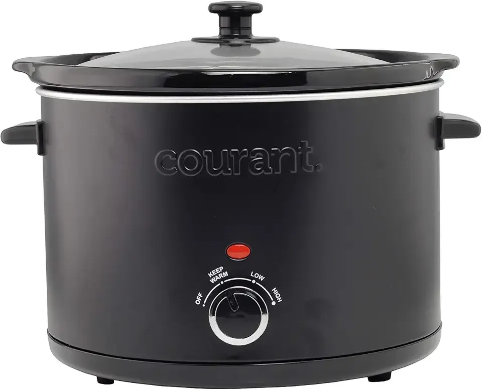 Courant Slow Cooker 5.5 Quart Crock, with Easy Cooking Options, Dishwasher Safe Pot and Glass Lid, Matte Black