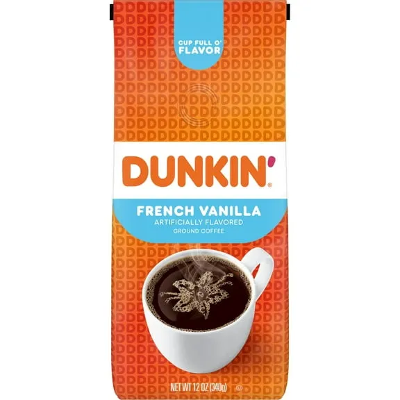 Dunkin French Vanilla Artificially Flavored Coffee, Ground Coffee, 12 oz Bag $10.62 88.5 ¢/oz