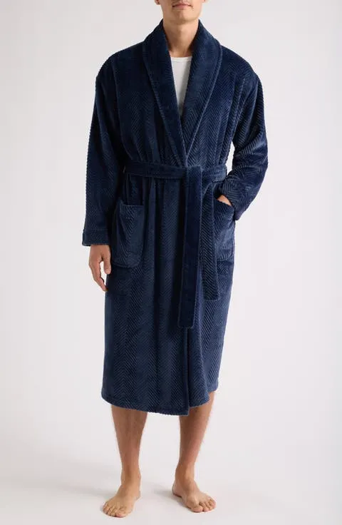 Textured Plush Shawl Robe