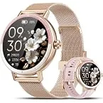Smart Watches for Women Android/iPhone, Fitness Tracker with Calling&Answer | 100+ Sport Modes, IP68 Waterproof, AI Voice, Heart Rate & SpO2 Monitor, Step Counter, Sleep Tracker, Two Changeable Bands