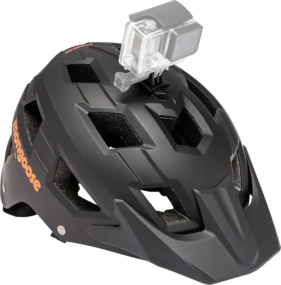 Mongoose Capture Bike Helmet, Ages 8+, Built-in Camera Mount, Durable ABS Shell, Vents for Airflow, Adjustable Fit, Full-Range Internal Pads, Go-Pro Compatible, Helmet for Kids and Adults