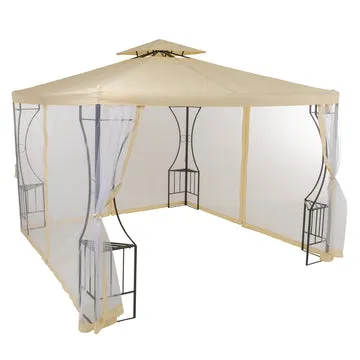 Gazebo da giardino in Acciaio Antracite con Telo in Poliestere Écru e Zanzariera 3x3 metri