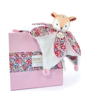 Doudou Faon plat avec pétales Boh'aime 27cm