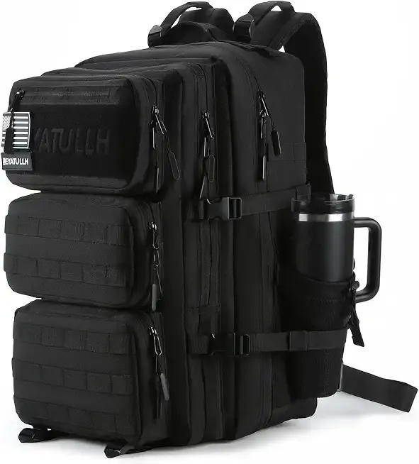 Tactical Military Backpack for Men and Women 55L Large Hiking Bag | Molle Rucksack Army Assault Pack 3 to 5 Days Travel for Camping Sport Gym Fishing Hunting and Other Outdoor Activities Black