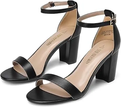 DREAM PAIRS Women's Chunk Low Heel Pump Sandals