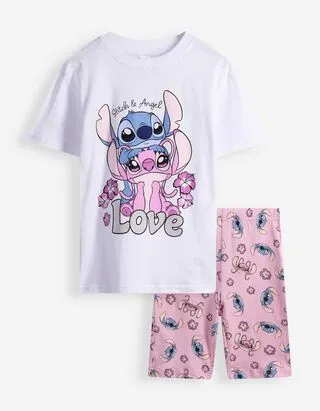 Set t-shirt & pantalonicini - Lilo e Stitch - bianco