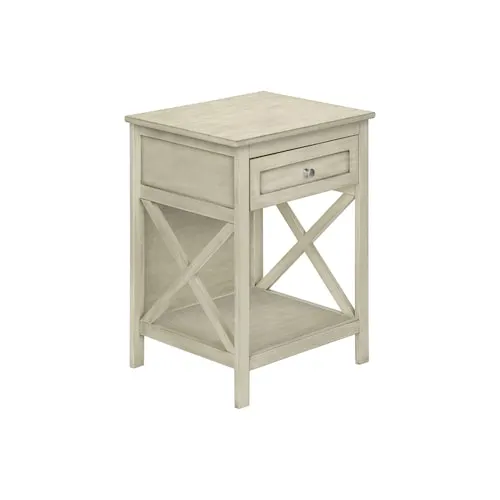 Monarch Specialties Accent Table, End, Side Table, 2 Tier, Bedroom, Nightstand, Lamp, Antique White Veneer