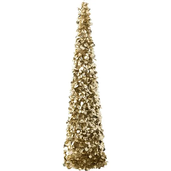 J-Line kerstornament Boom sprankelend - champagne/goud - 133 cm - 25 cm
