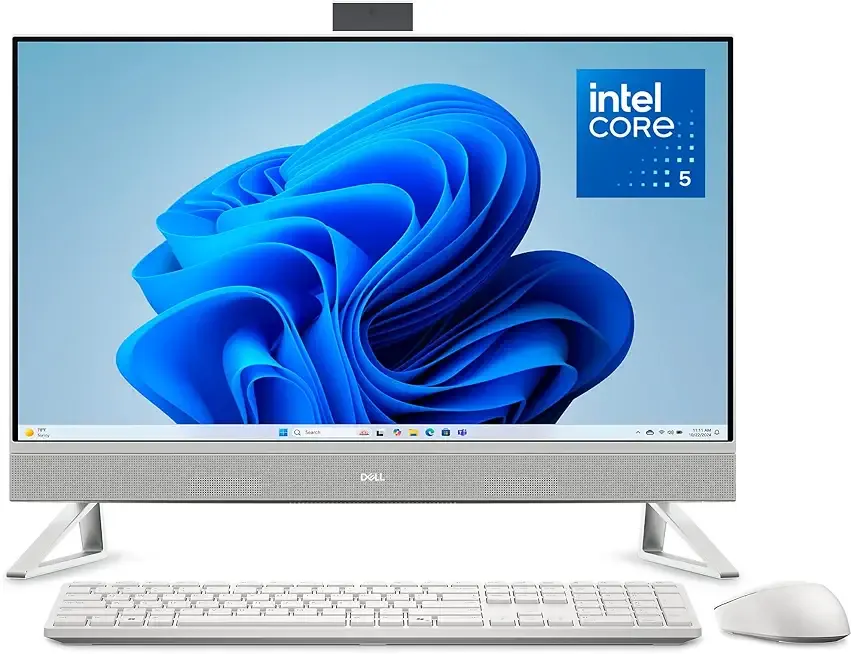 Dell 27 All-in-One Desktop ec27250-27-inch FHD (1920 x 1080) Display, Intel Core 5 Processor 120U, Intel Graphics, 16GB DDR5 RAM, 512GB SSD, Windows 11 Home, Onsite Service - White