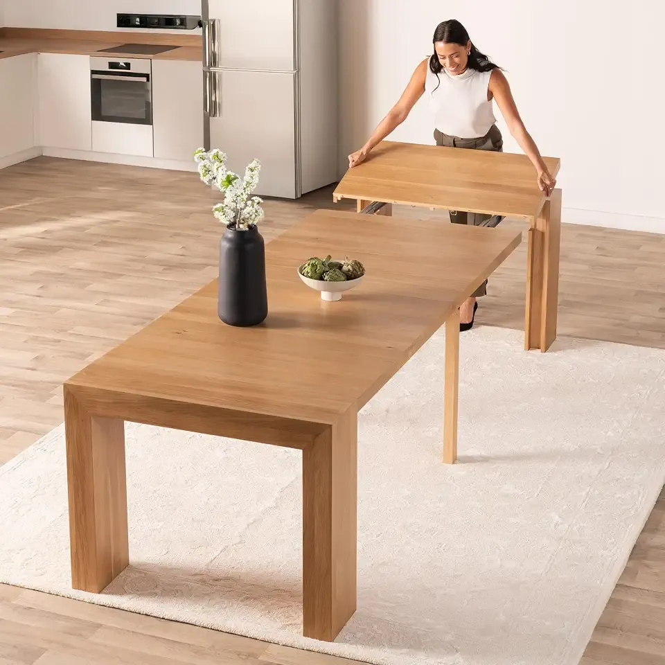 Transformer Table Solid Wood Extendable Dining Table, Natural | Seats 2-12, Expandable Dining Room Table, Space-Saving Furniture, Kitchen and Dining Room Furniture, Table Only