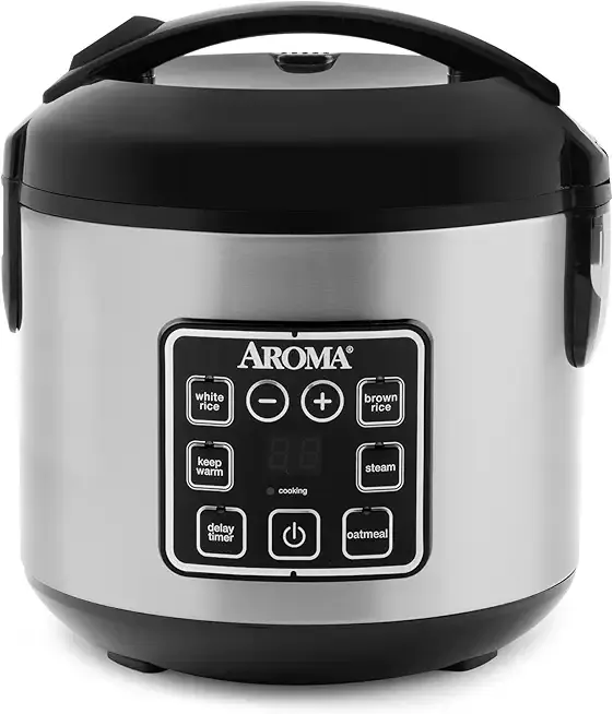 AROMA® 8-Cup (Cooked) / 2 Qt. Digital Rice & Grain Multicooker, Durable Nonstick Inner Pot, Oatmeal, Steam, White & Brown Rice, Keep Warm