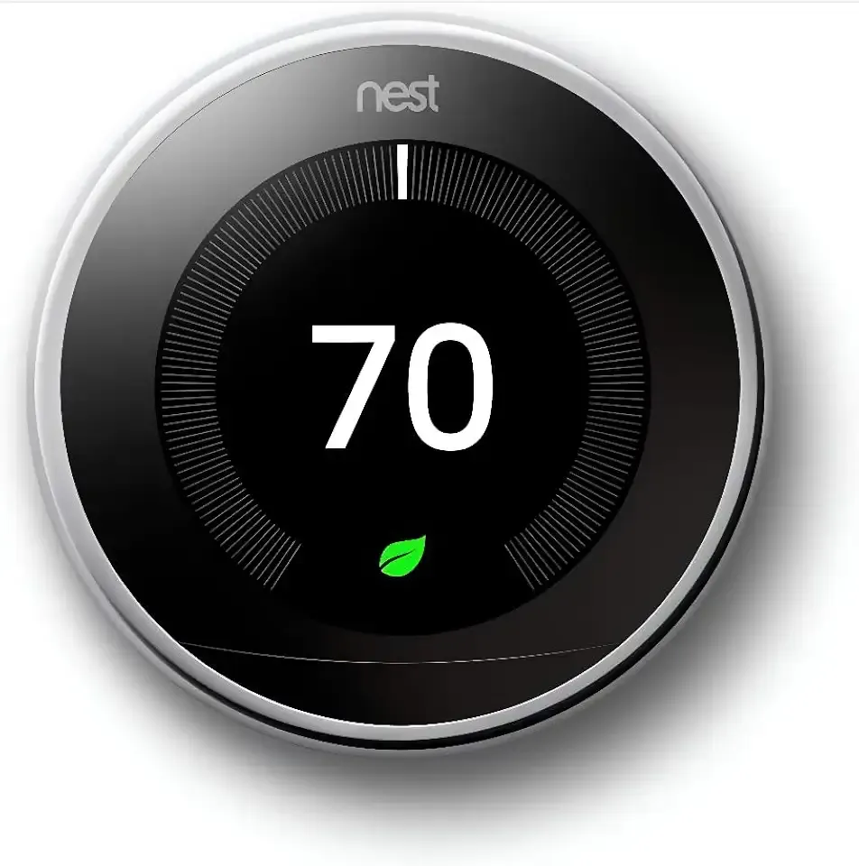 Nest Learning Thermostat (3rd Gen) T3019US, Smart Wi-Fi Programmable Thermostat, Energy Saving, Works with Alexa, Polished Steel, Learns Preferences, Remote Control via App, Bulk Packaging