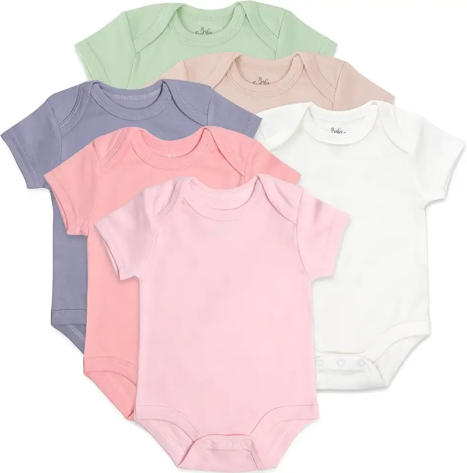 Unisex Baby Boys and Girls Solid Color 6 Piece Bodysuit Set