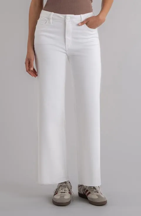 Meg Fab Ab Raw Hem High Waist Wide Leg Jeans