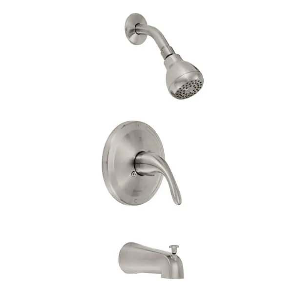 Glacier Bay Builders Single Handle 1-​Spray Tub and Shower Faucet 1.​8 GPM in Brushed Nickel (Valve Included)​