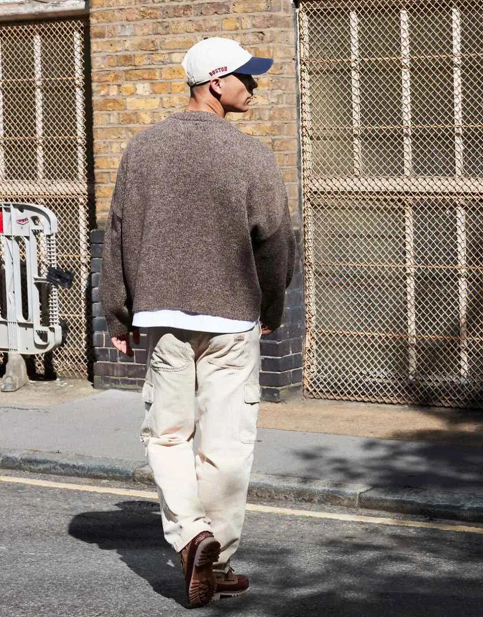 ASOS DESIGN extreme oversized boxy fit knitted jumper in brown marl