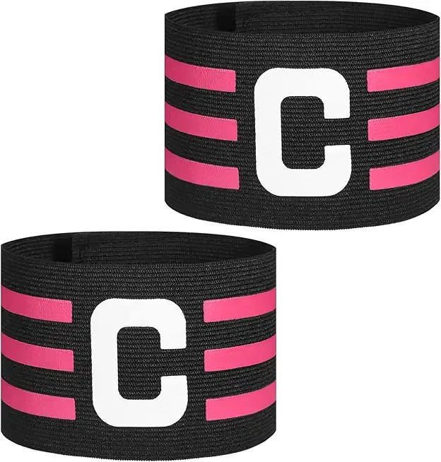 2Pcs Adjustable Soccer Captain Armband, Elastic Protective Captain Arm Bands, Classic C Sports Armbands for Football Basketball Player Youth Adult Team Outdoor Training Accessories