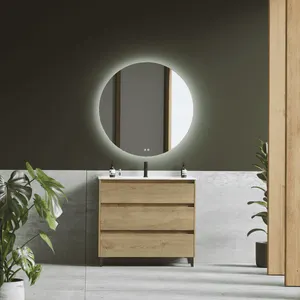 Mueble de Baño A Suelo con Lavabo Cerámico |Mueble Baño con Patas Negro 3 Cajones | 60 cm Roble Natural