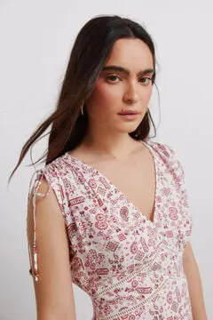 Vestido midi estampado lazos