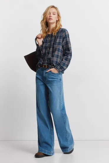 Blusa cuadros volantes