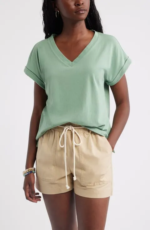 Roll Cuff V-Neck T-Shirt