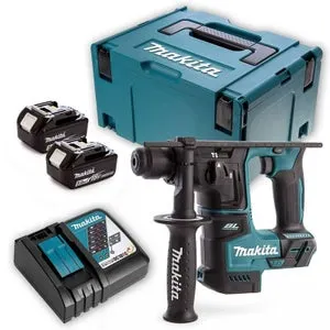 Perforatore MAKITA SDS+ 18V LXT 17mm - con 2 batterie 18V 5.0Ah - caricabatterie rapido - MakPac - DHR171RTJ