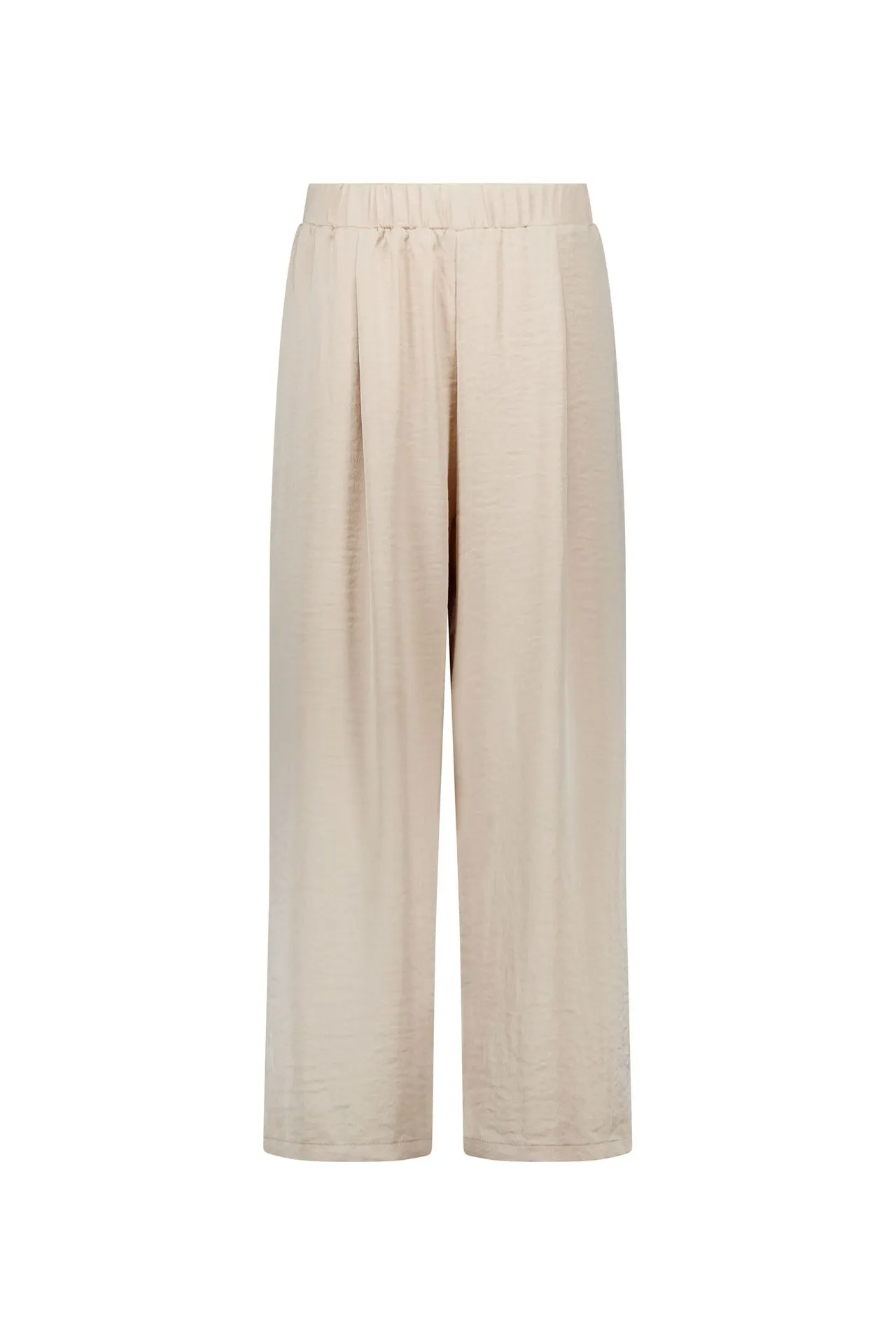 Wide fit broek | Zandkleurig | Satijn | Cropped