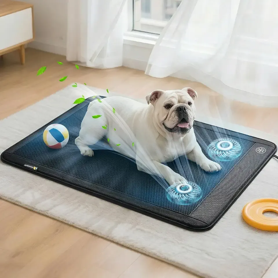 Electric Dog Cooling Mat, 30"x24" Pet Cooling Mat Indoor for Dogs and Cats, 3 Cooling Levels, Ultra-Quiet Operation, Non-Slip Chill Pad for Dogs & Cats from 22–55 lbs, Ideal for Summer