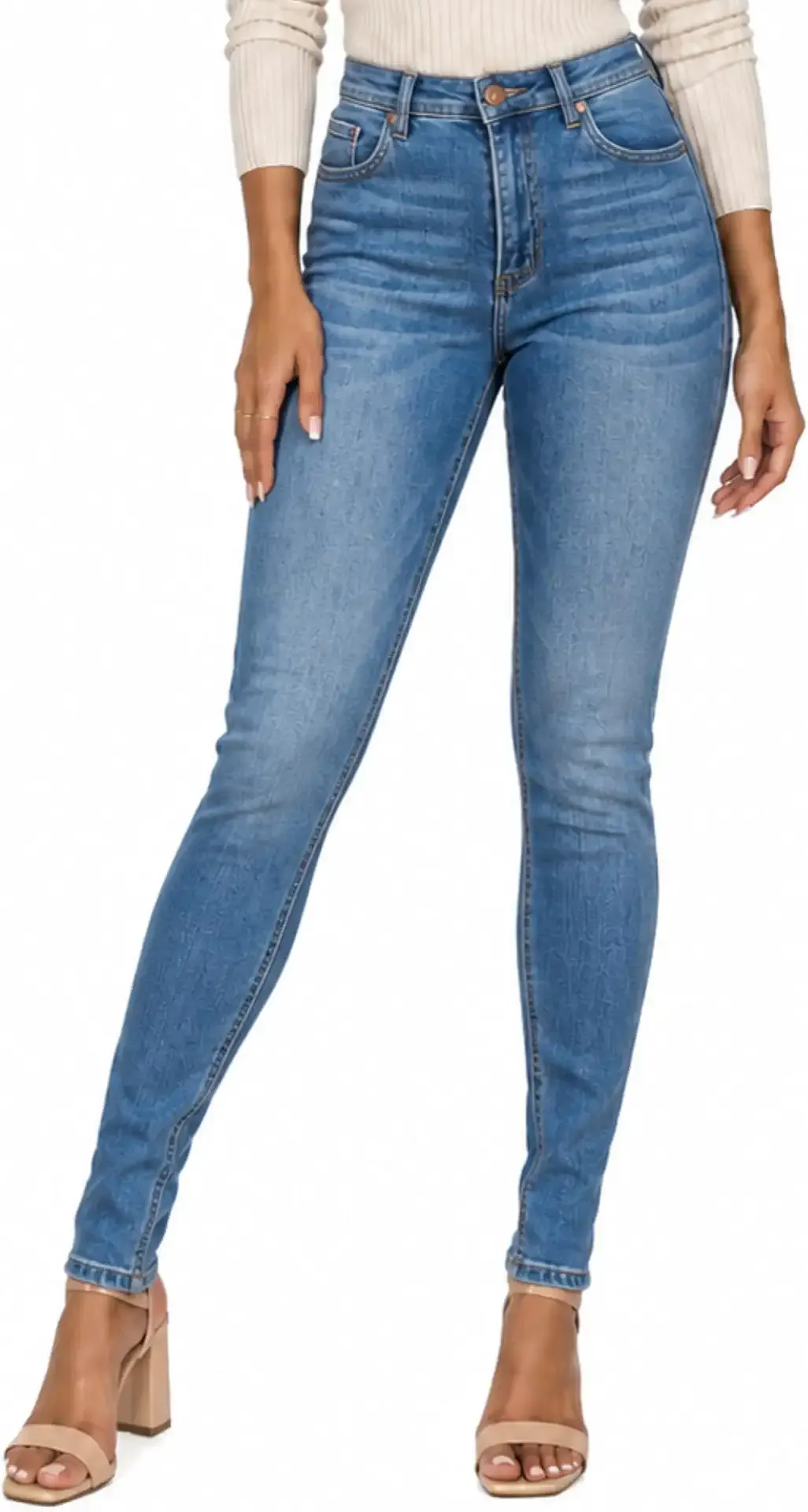 LOVER BRAND FASHION Women's High Waisted Ripped Skinny Jeans Stretchy Distressed Destroyed Denim Pants Tummy Control