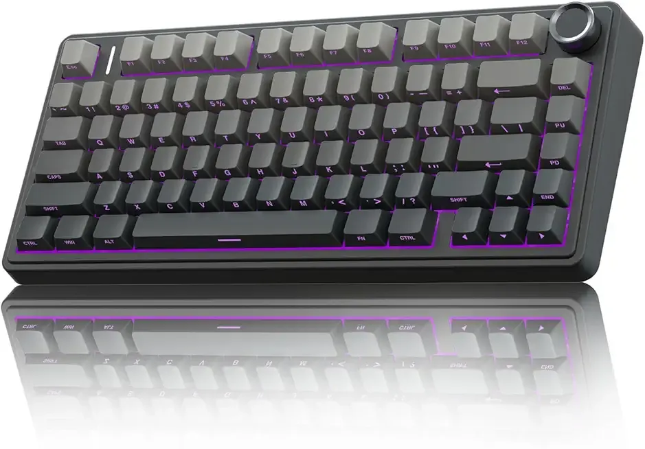 AULA F75 Pro Wireless Mechanical Keyboard,75% Hot Swappable Custom Keyboard with Knob,RGB Backlit,Pre-lubed Reaper Switches,Side Printed PBT Keycaps,2.4GHz/USB-C/BT5.0 Mechanical Gaming Keyboards