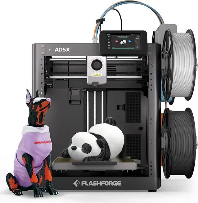 FLASHFORGE 3D Printer AD5X w/o Filament, IFS Multi-Color Printing, CoreXY 600mm/s High Speed & Precision, Auto Calibration & Vibration Compensation, 300℃ Direct Drive Extruder Unleash Your Creativity