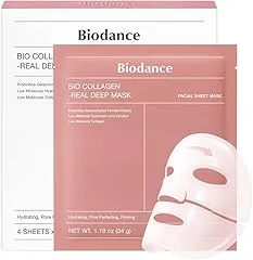 BIODANCE Bio-Collagen Real Deep Mask, Hydrating Overnight Hydrogel Face Mask, Pore Minimizing, Elasticity, Plumping, Travel Essentials & Self Care Gifts for Women, Korean Skin Care | 1.19oz(34g) x 4ea BIODANCE Bio-Collagen Real Deep…